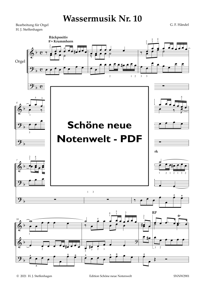 Bild 1 von G. F. Händel - Wassermusik No 10 - arr. für Orgel
